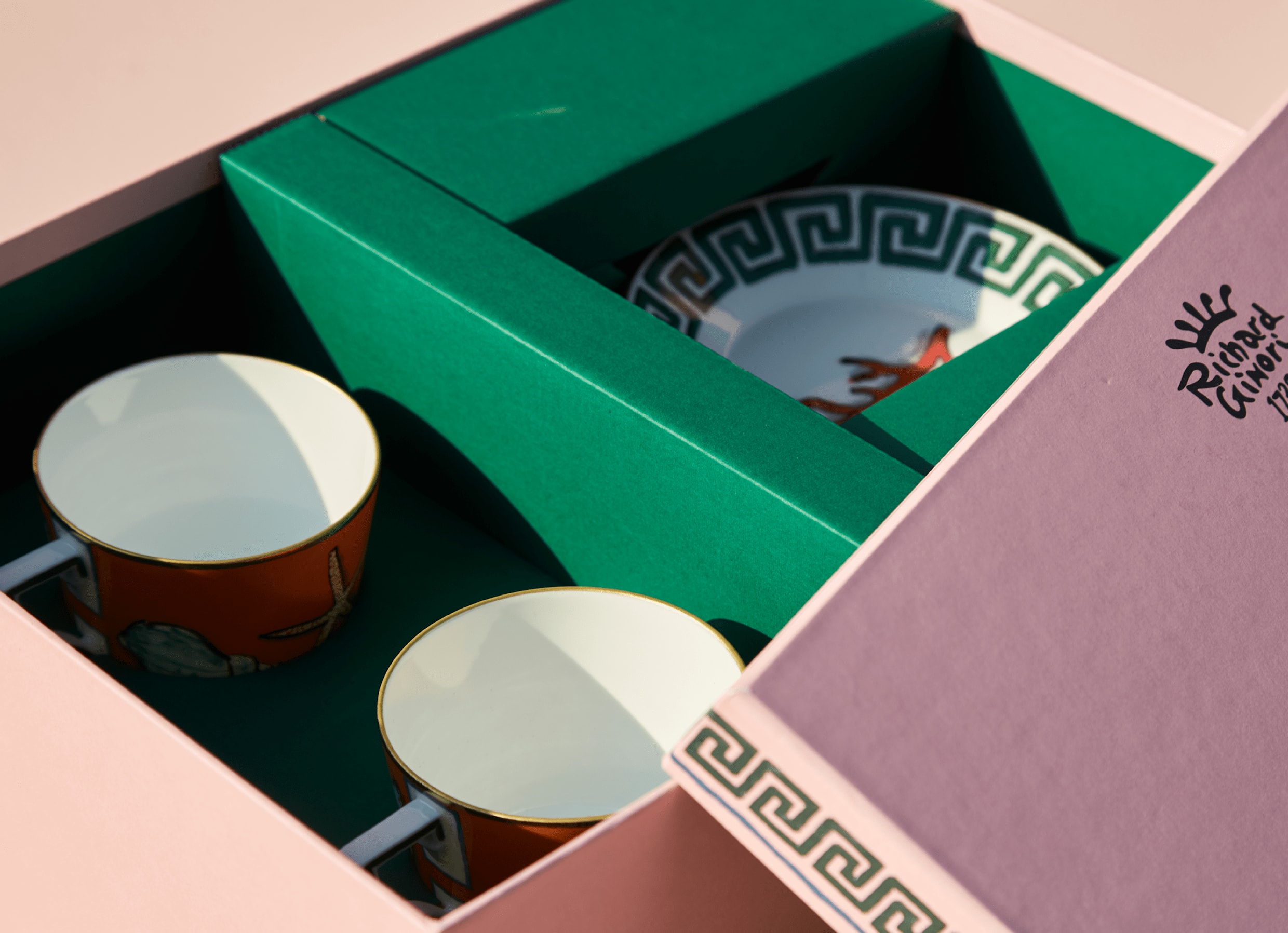 Orange porcelain tea set for two | GINORI 1735